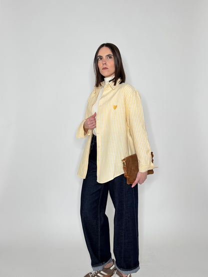 Camicia righe cuore in cotone Giallo