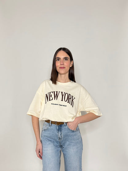 T-shirt in cotone "New York" Giallo pulcino