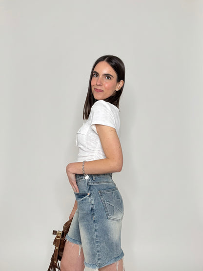 Maglia crop arricciata Serafino Bianco