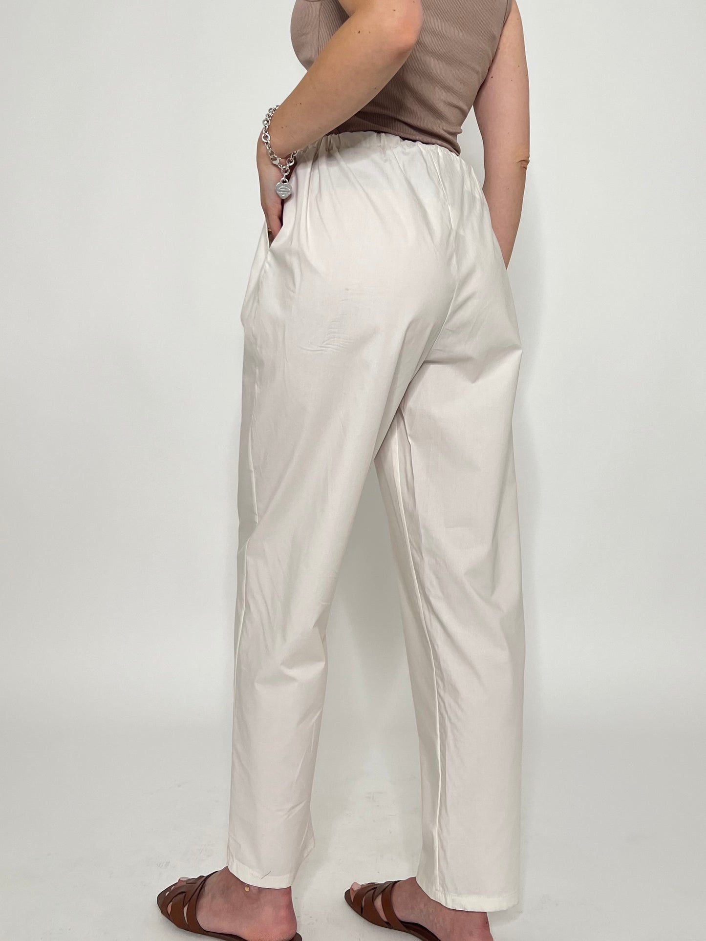 Pantalone fresco cotone Office Panna