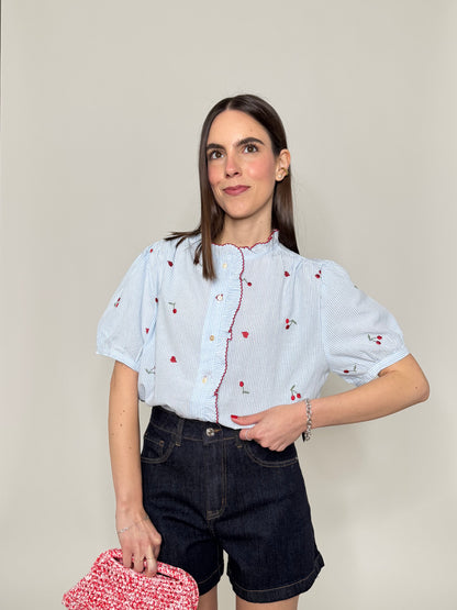 Camicia in cotone con ricami