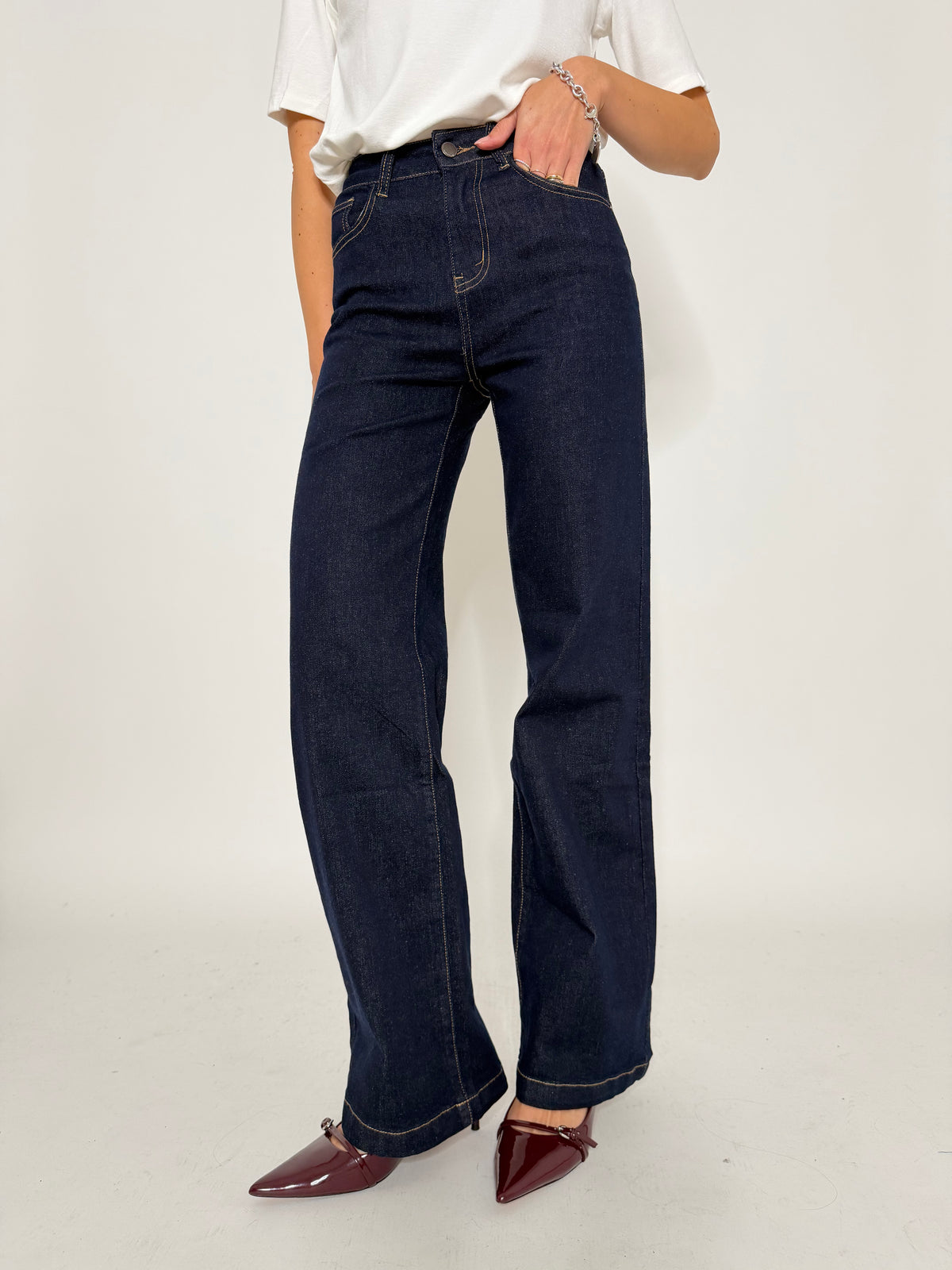Jeans "Madrid" Wide Leg lavaggio zero