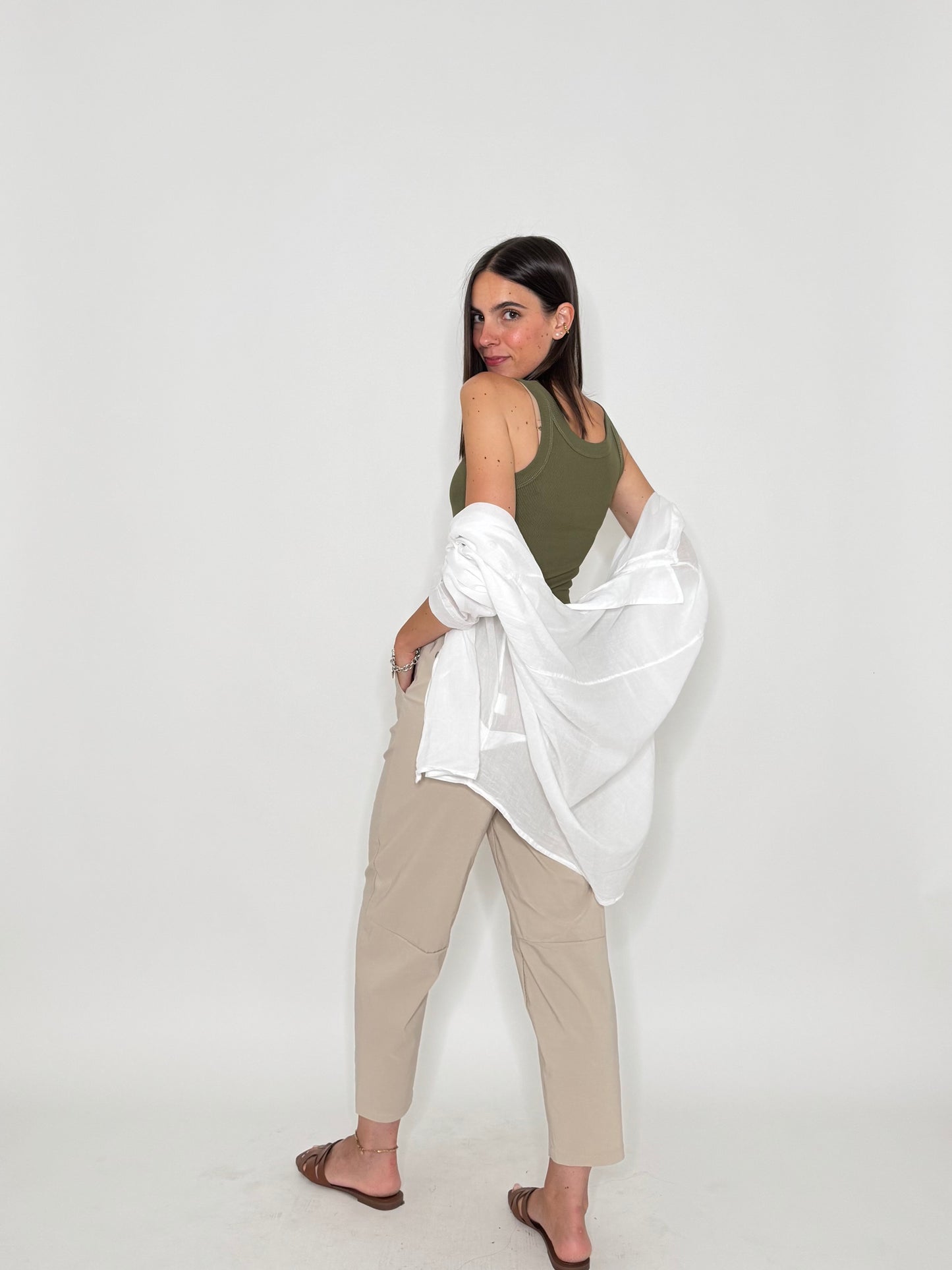 Pantalone Comfy ovetto in viscosa Beige
