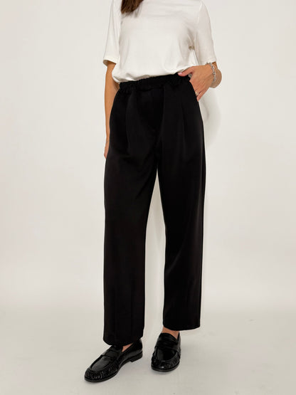 Pantalone ovetto relax fit in viscosa nero