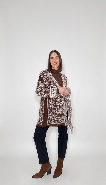 Cardigan bandana Jacquard Cioccolato