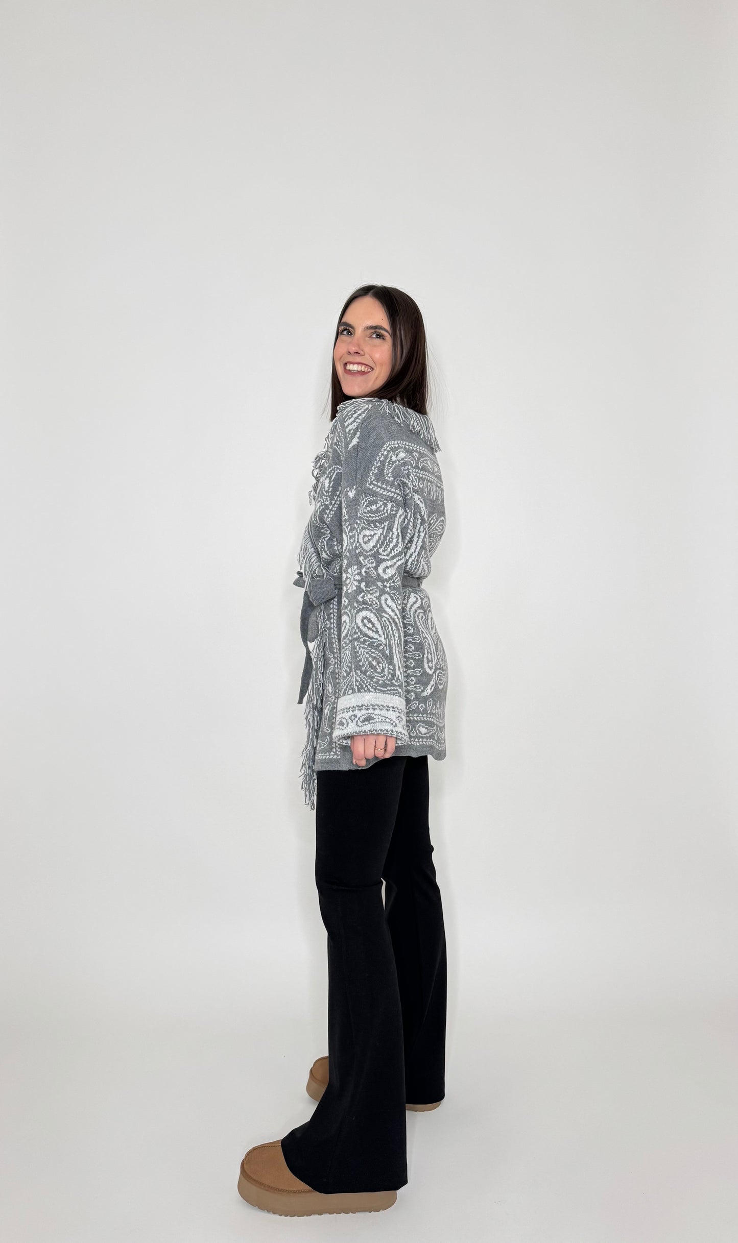 Cardigan bandana Jacquard Grigio