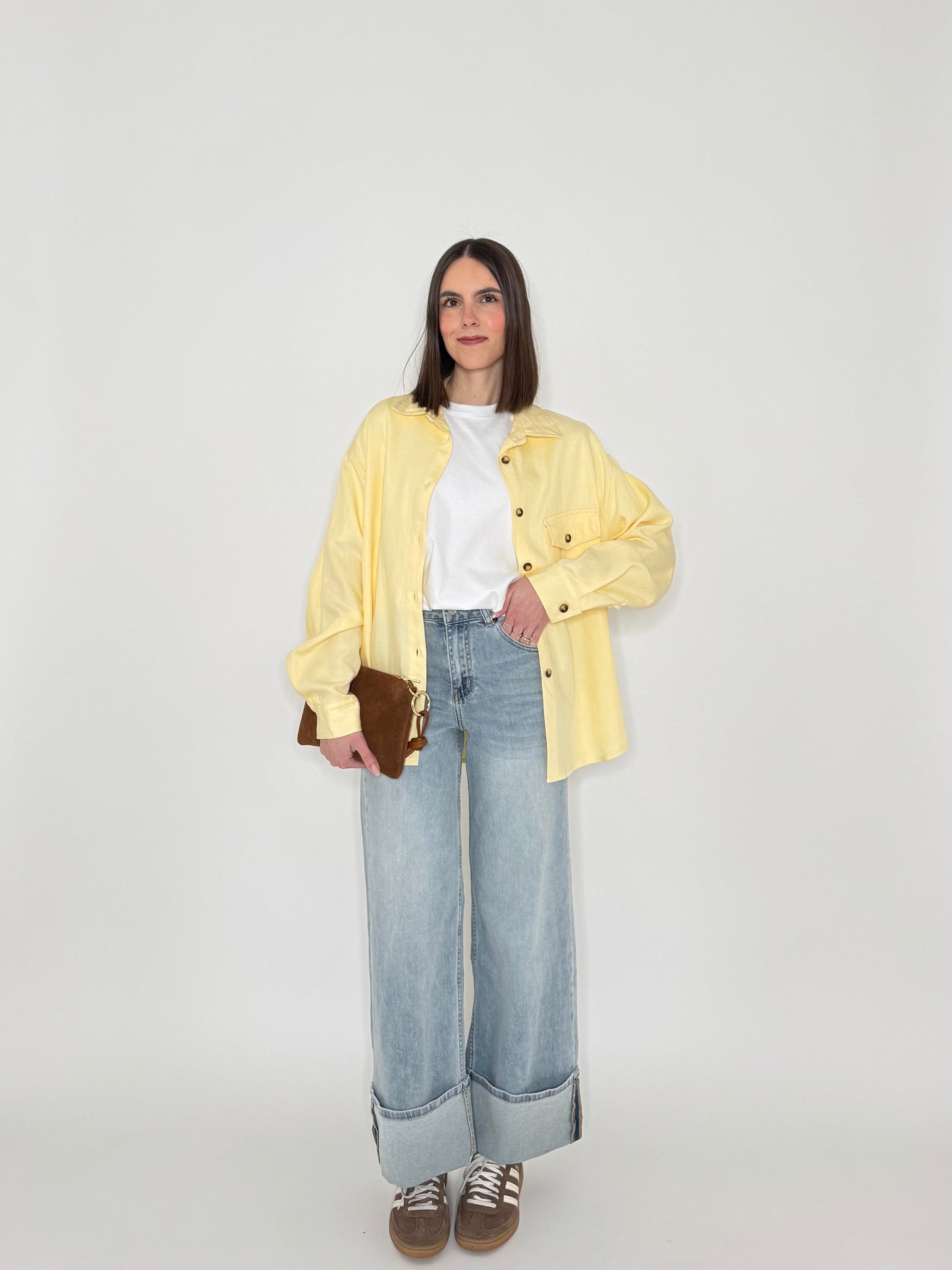 Camicia in 100% cotone taglio morbido Giallo Pulcino