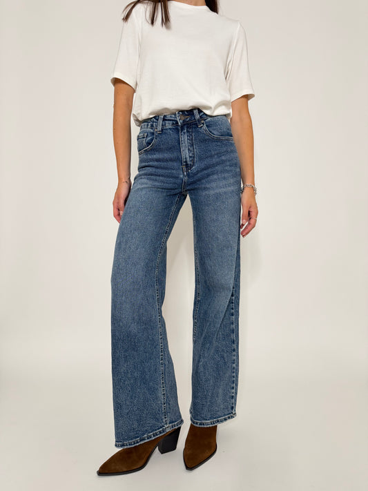 Jeans Wide Leg in Denim Blu