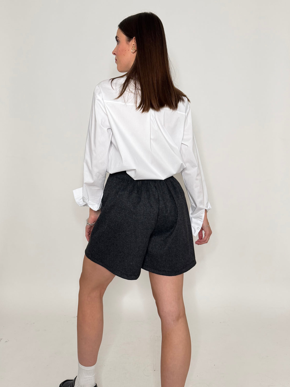 Gonna pantalone spigata in morbida viscosa nero