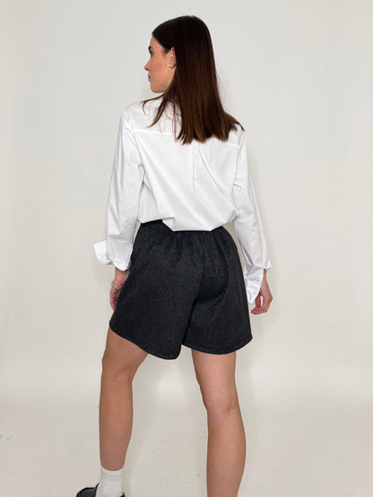 Gonna pantalone spigata in morbida viscosa nero