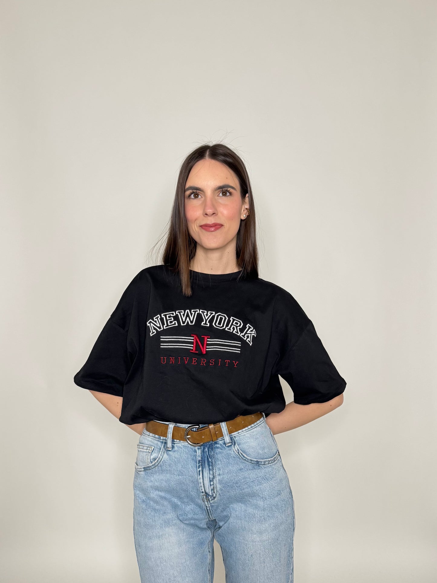 T-shirt in cotone "New York - University" Nero
