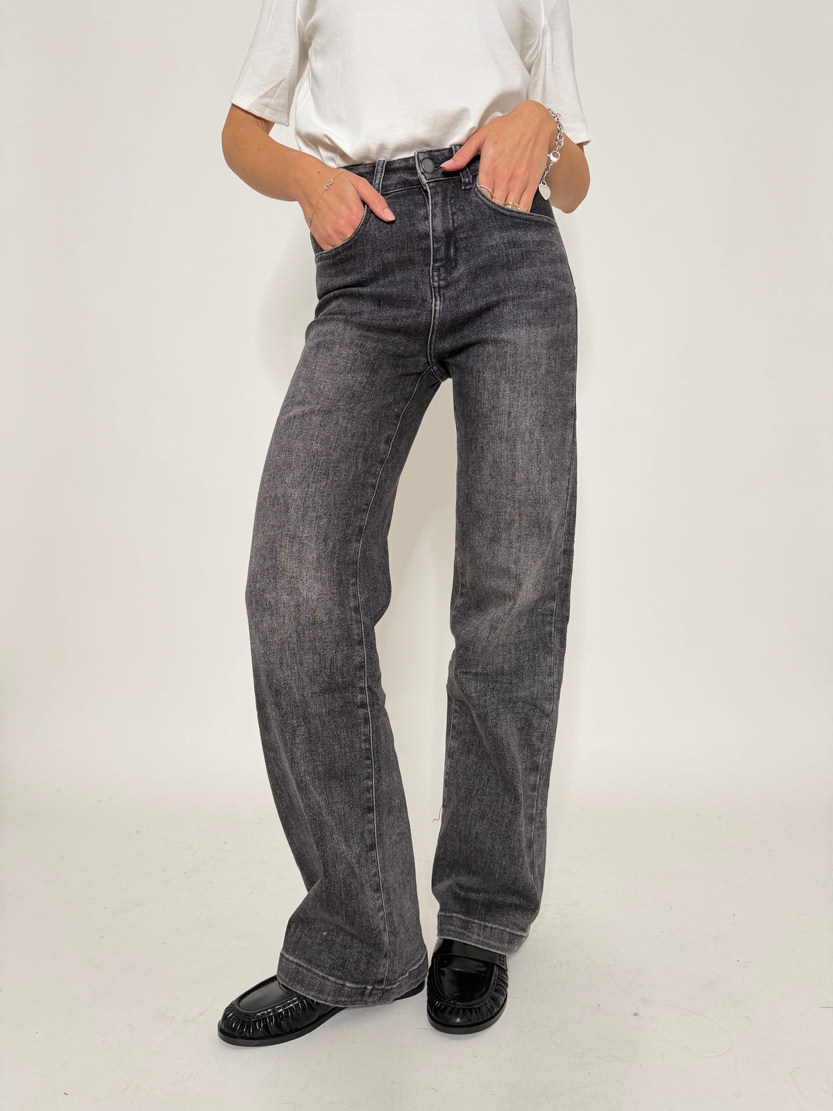 Jeans "Madrid" Wide Leg grigio