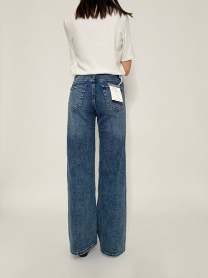 Jeans Wide Leg in Denim Blu