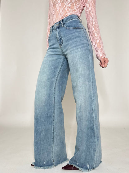 Jeans Wide leg sfrangiato