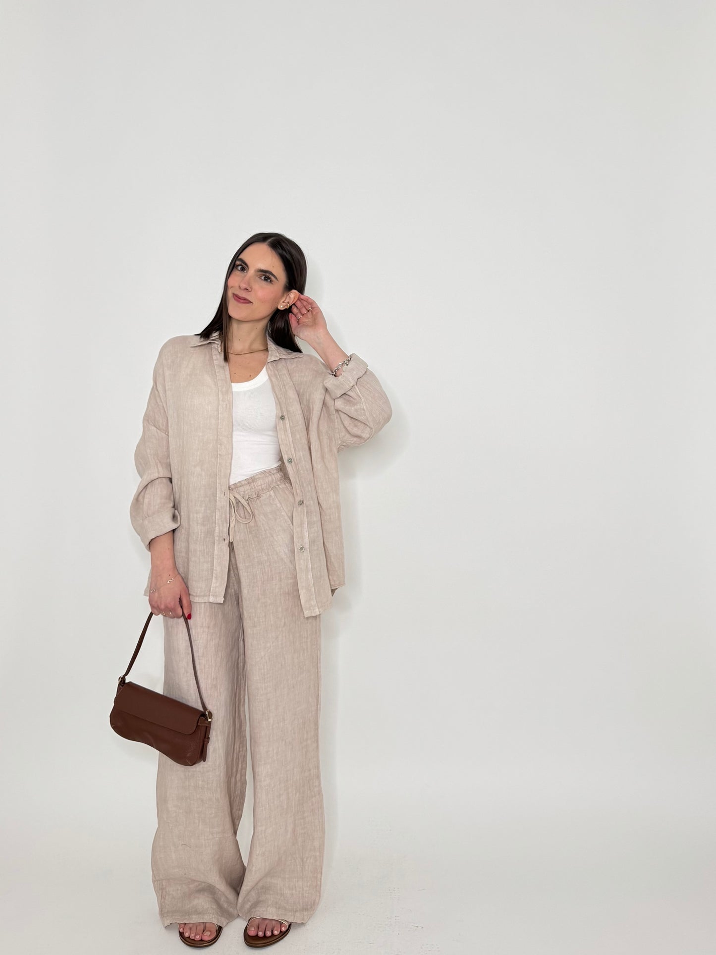 Pantalone in lino Deserto Beige