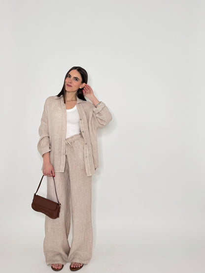 Pantalone in lino Deserto Beige