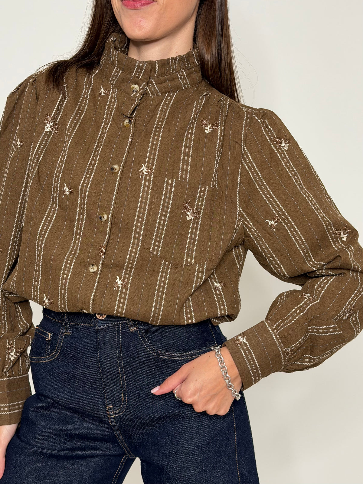 Camicia Boheme in cotone rouge tabacco