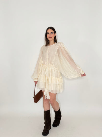 Abito mini in tencel effetto goffrato Burro