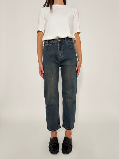 Jeans Mom Fit Vintage in Denim Blu