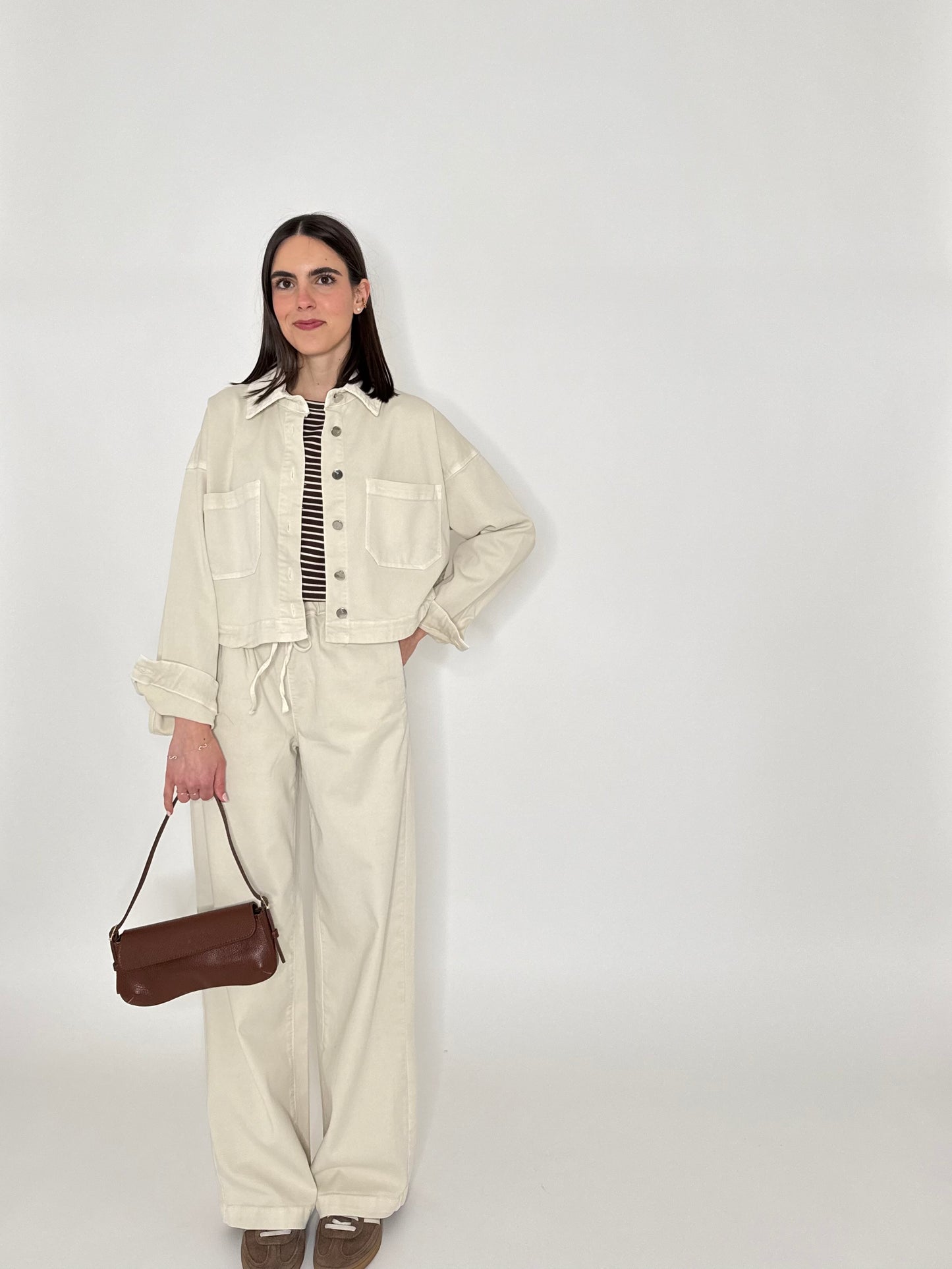 Giacca jeans Spring in cotone Crema