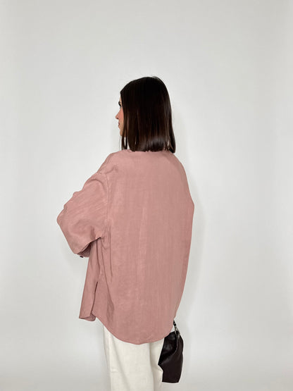 Camicia in 100% cotone taglio morbido Rosa antico