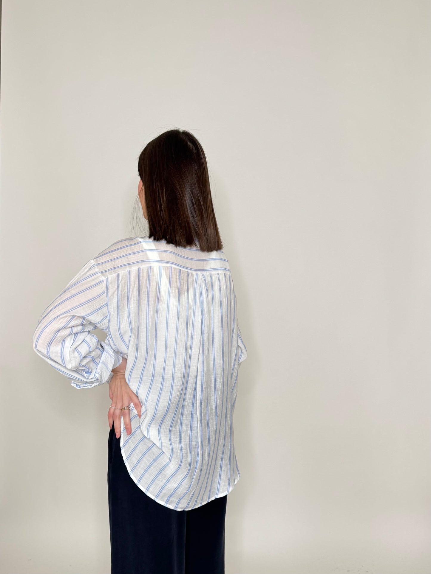 Camicia in leggera viscosa a righe Blu