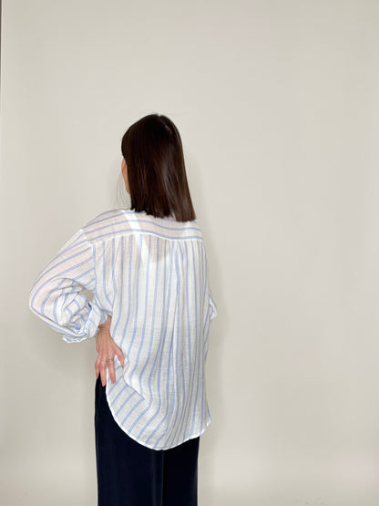 Camicia in leggera viscosa a righe Blu