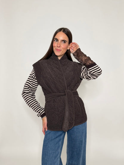 Gilet in velluto di cotone moro
