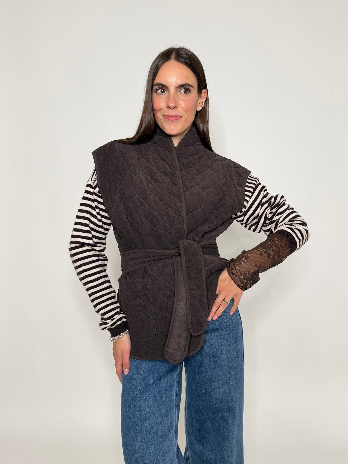 Gilet in velluto di cotone moro