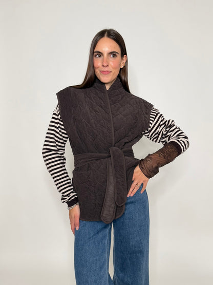 Gilet in velluto di cotone moro