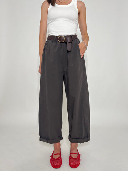 Pantalone popeline 100% cotone barrel fit