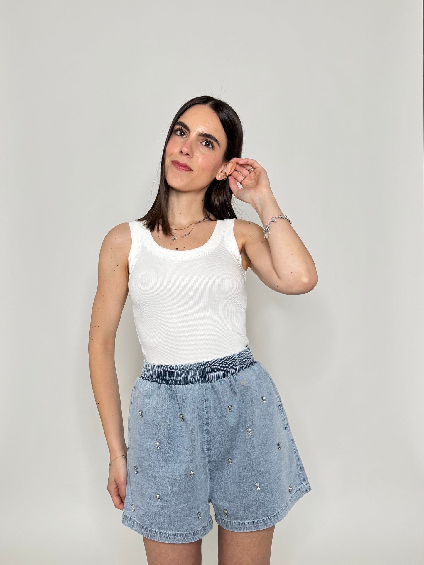 Completo denim in cotone con caboshon