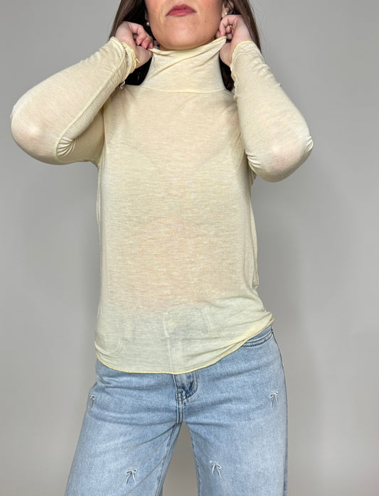 Maglia dolcevita Cashmere Giallo pulcino