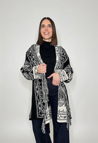 Cardigan bandana Jacquard Nero