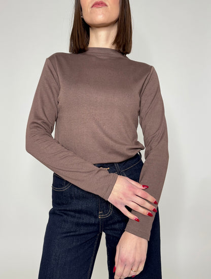 Maglia felpata in calda viscosa cioccolato