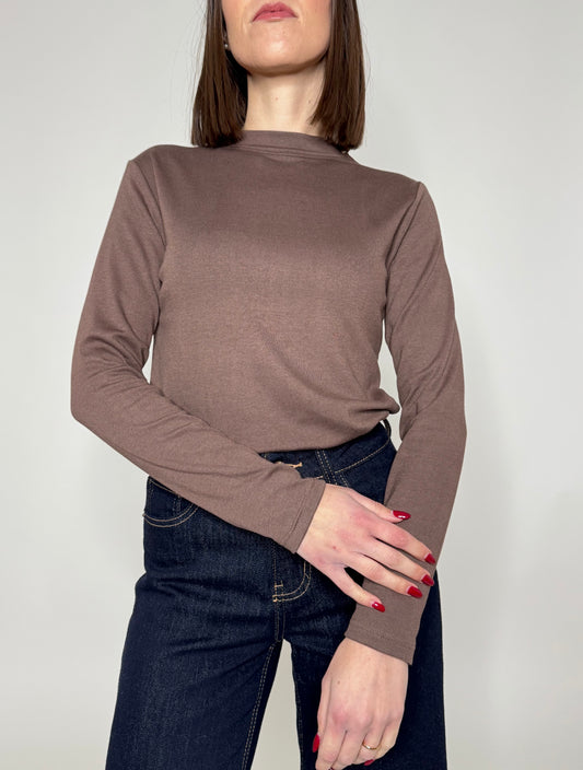 Maglia felpata in calda viscosa cioccolato