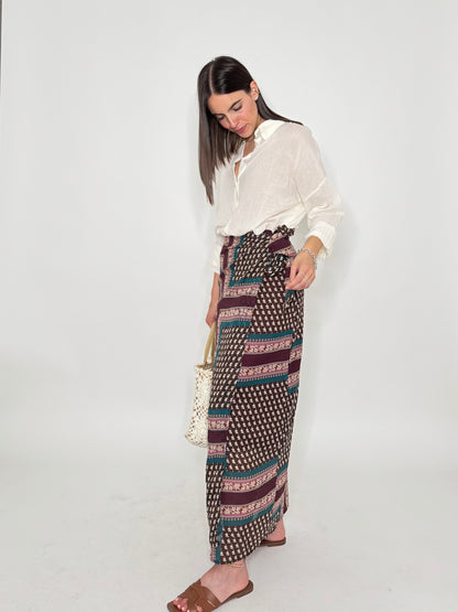 Gonna pareo in fresco cotone fantasia bandana