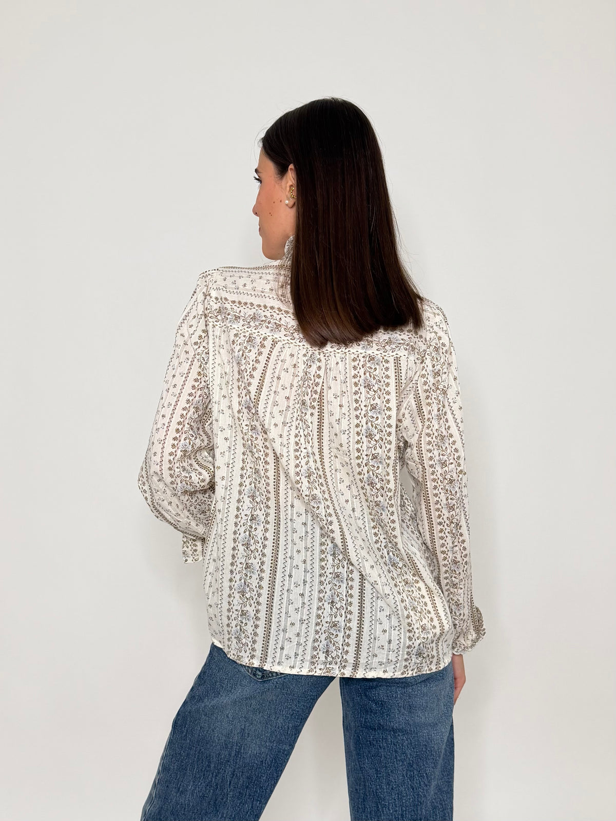 Camicia in cotone rouge coffe/celeste