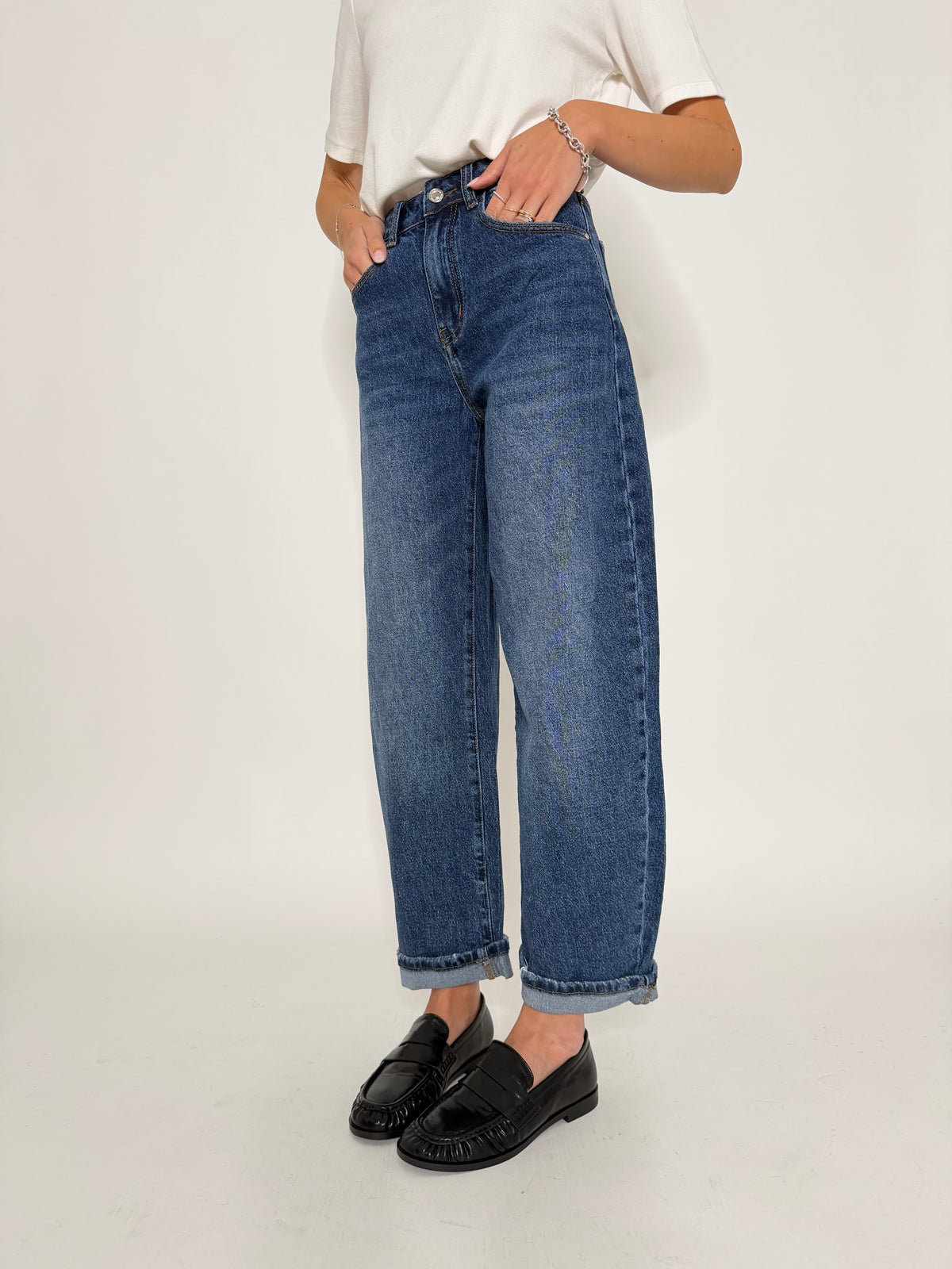 Jeans Balloon Fit in Denim Blu