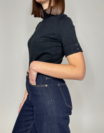 Lupetto in calda viscosa mezza manica Nero