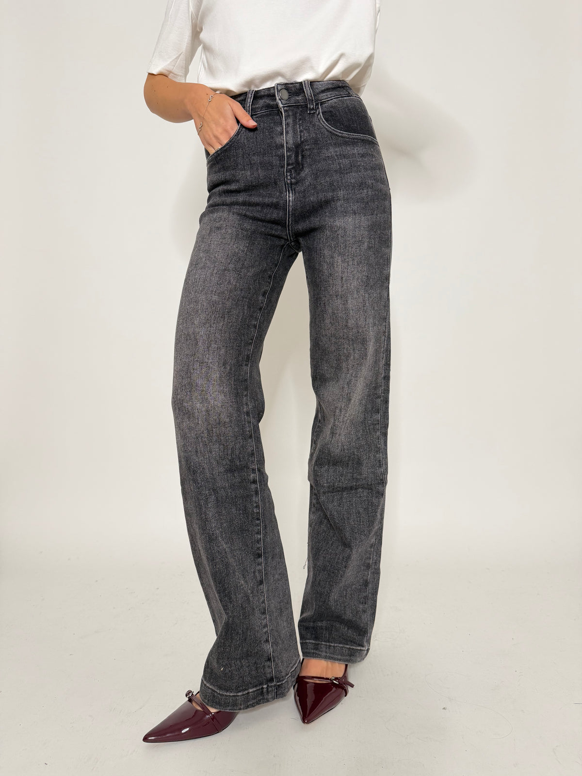 Jeans "Madrid" Wide Leg grigio