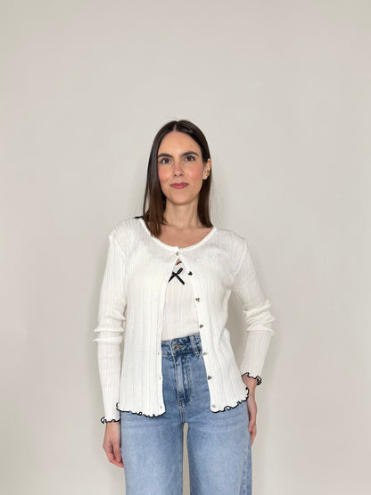 Twinset top e cardigan in filo di viscosa Bianco