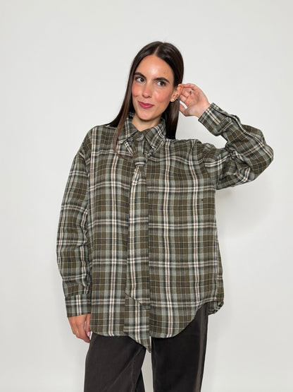 Camicia check in cotone verde