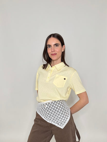 Polo basic light cotton con taschino e cuore Giallo pulcino
