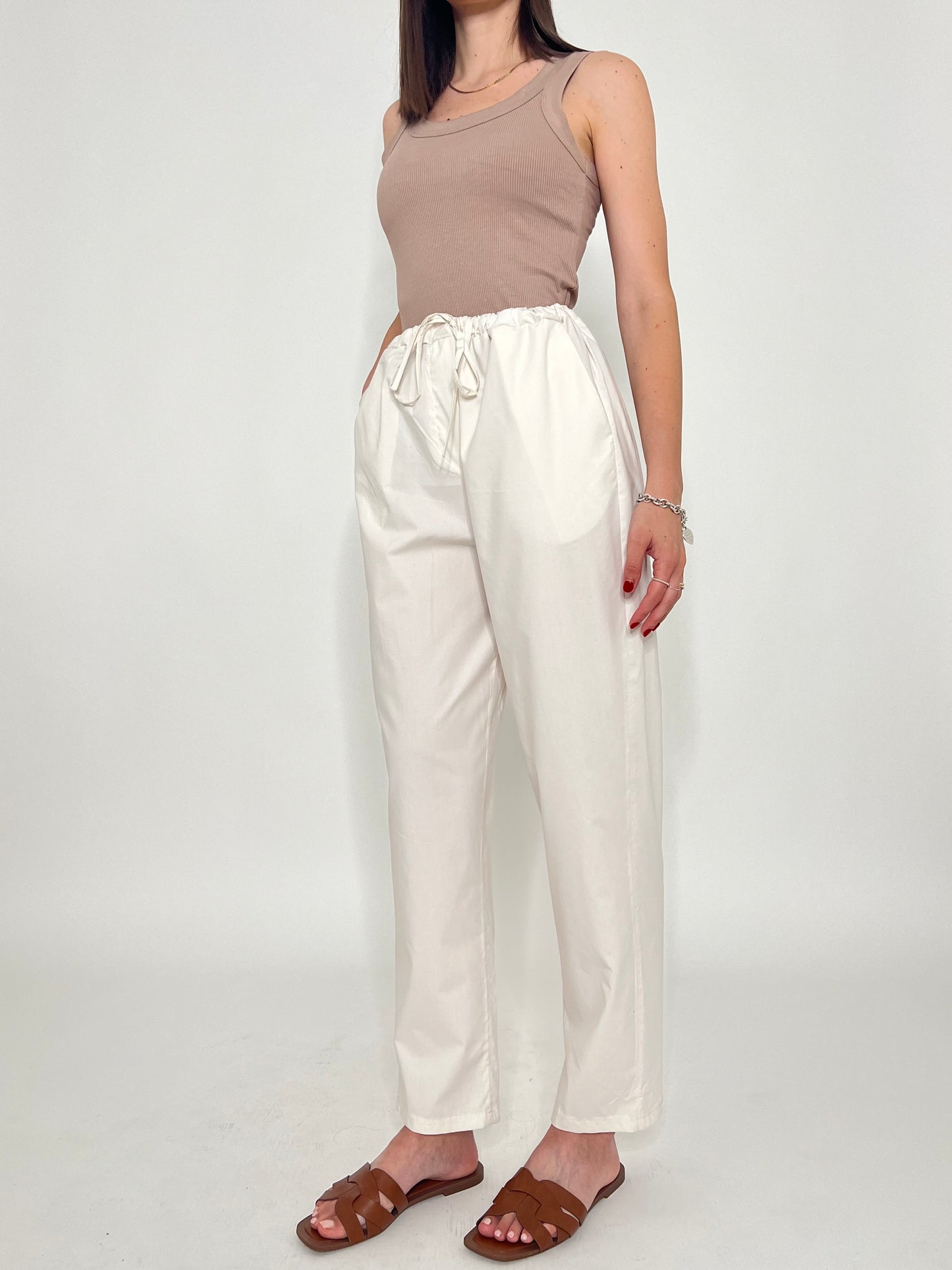 Pantalone fresco cotone Office Panna