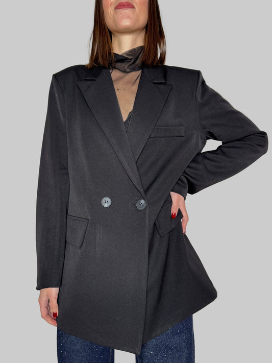 Giacca doppiopetto in viscosa Nero