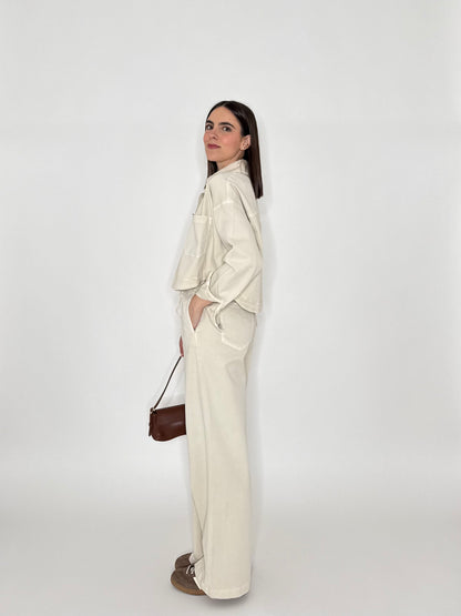 Giacca jeans Spring in cotone Crema