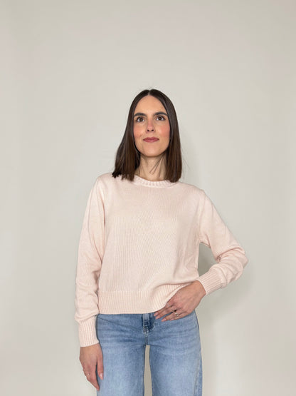 Maglia girocollo in 100% cotone Rosa