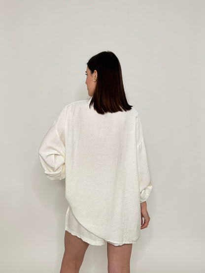 Completo in fresca viscosa micro Strass Panna