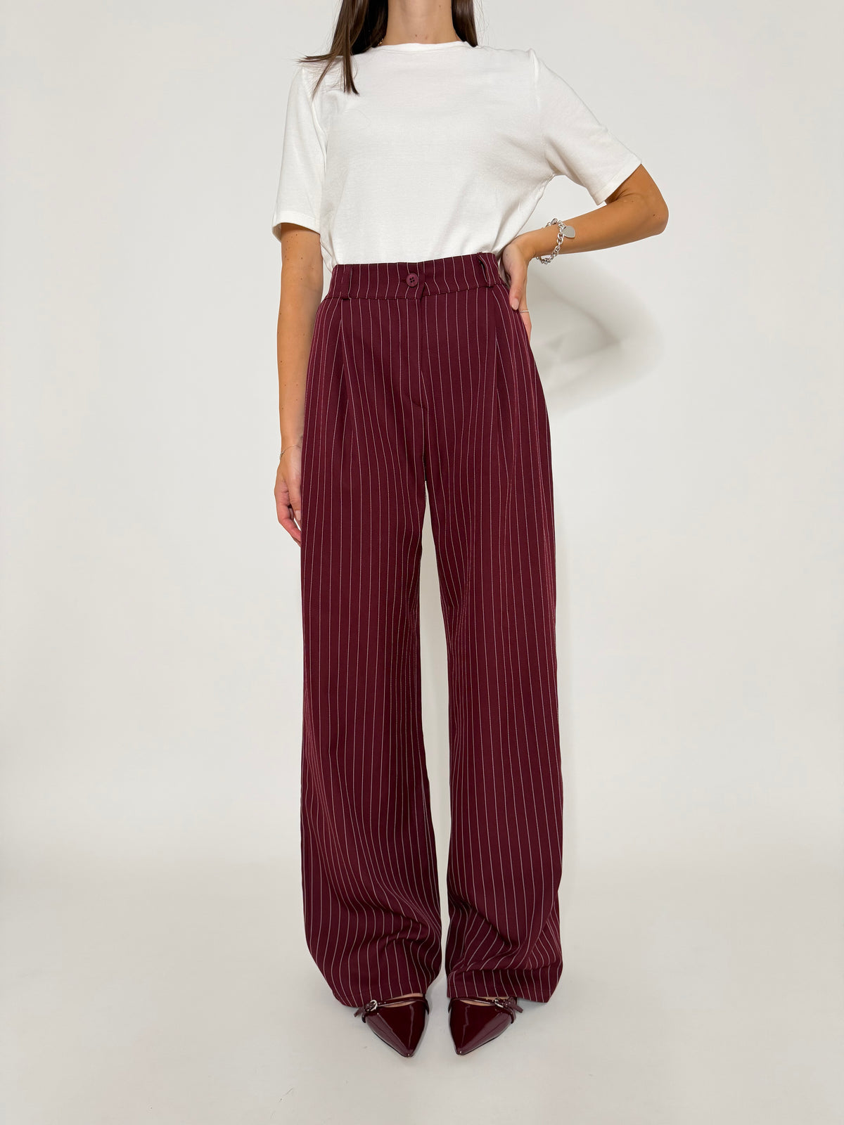 Pantalone taglio sartoriale gessato
